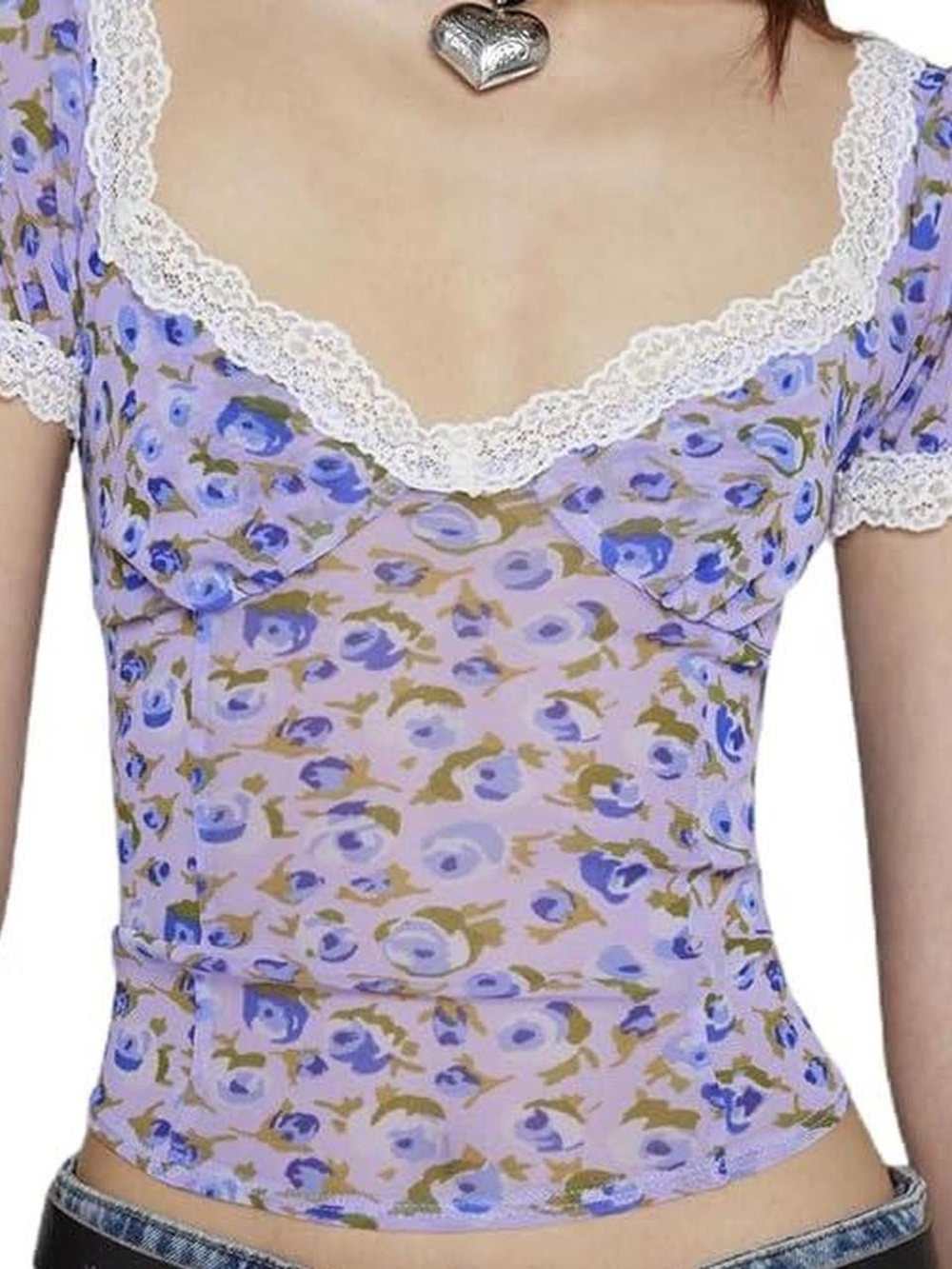 URBAN OUTFITTERS Kimchi Blue Blake Puff Sleeve Mesh Top